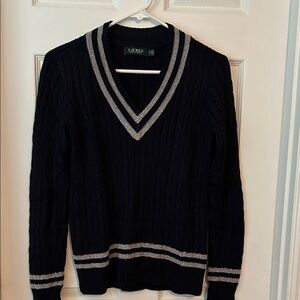 Navy and Silver Women’s Sweater